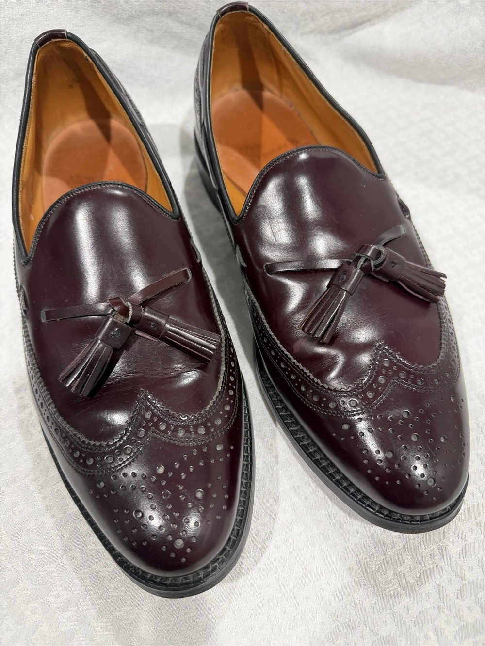 Allen Edmonds Burgundy Tassel Wingtip Loafers